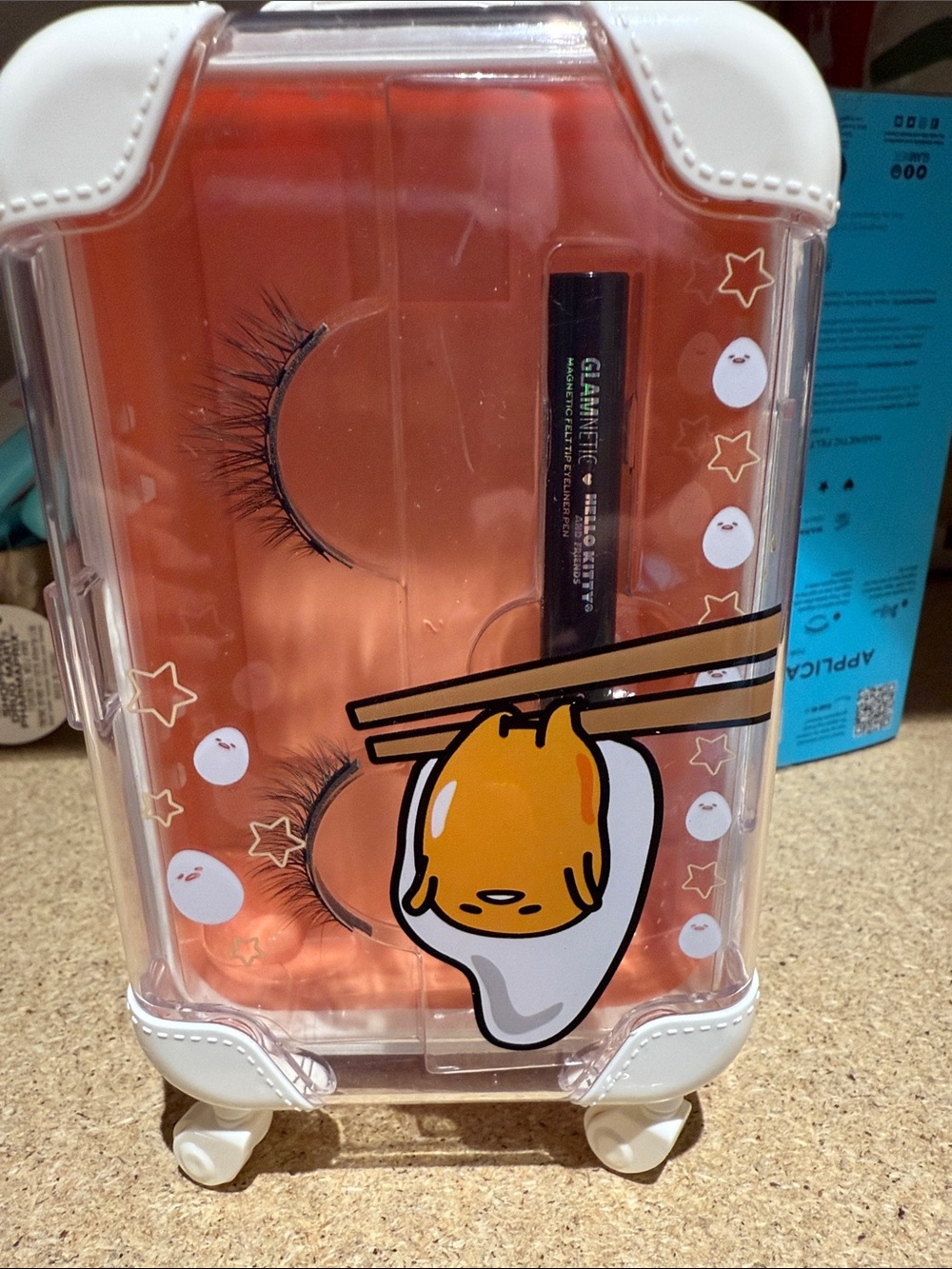 Glamnetic x Hello Kitty Clear Mini Luggage Cosmetic Case with Faux Lashes